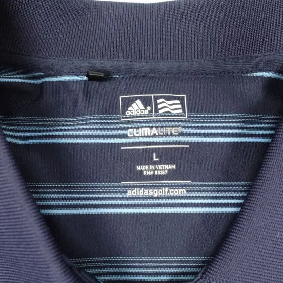Adidas Climalite Golf Polo Shirt Men's Large Blue Pullover Striped Short Sleeves - Picture 2 of 7